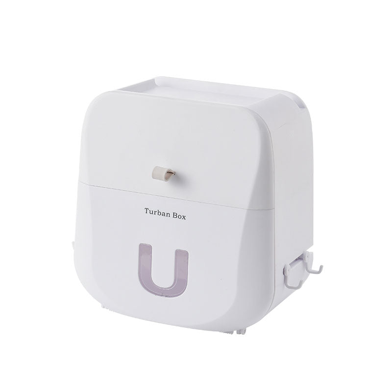 Sandsberg | Wasserdichte & lochfreie Toilettenpapier-Aufbewahrungsbox & Regal mit Doppel-Layer-Design, starker Tragfähigkeit, Ein-Klick-Öffnung und Haken