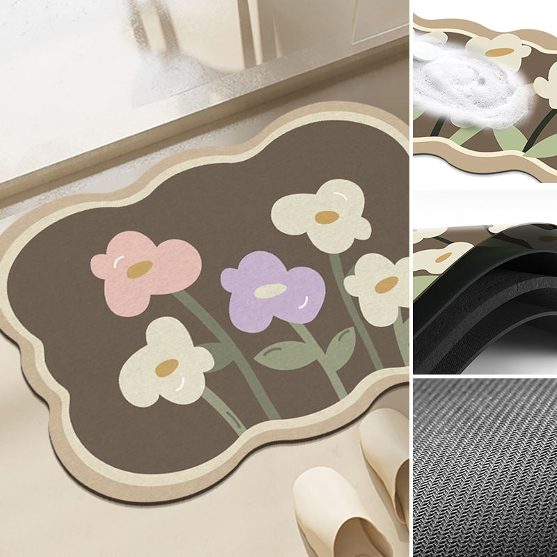 Sandsberg | Super absorbierende Blumen-rutschfeste Matte für das Badezimmer