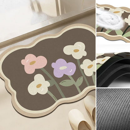 Sandsberg | Super absorbierende Blumen-rutschfeste Matte für das Badezimmer