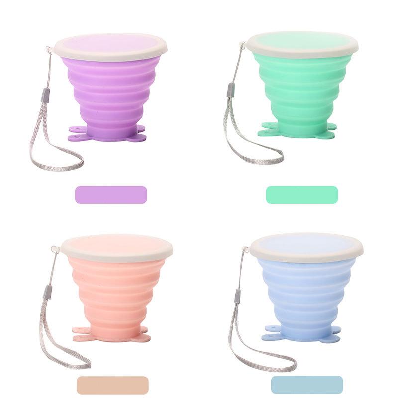 Silicone faltbare Wasserbecher mit Deckeln