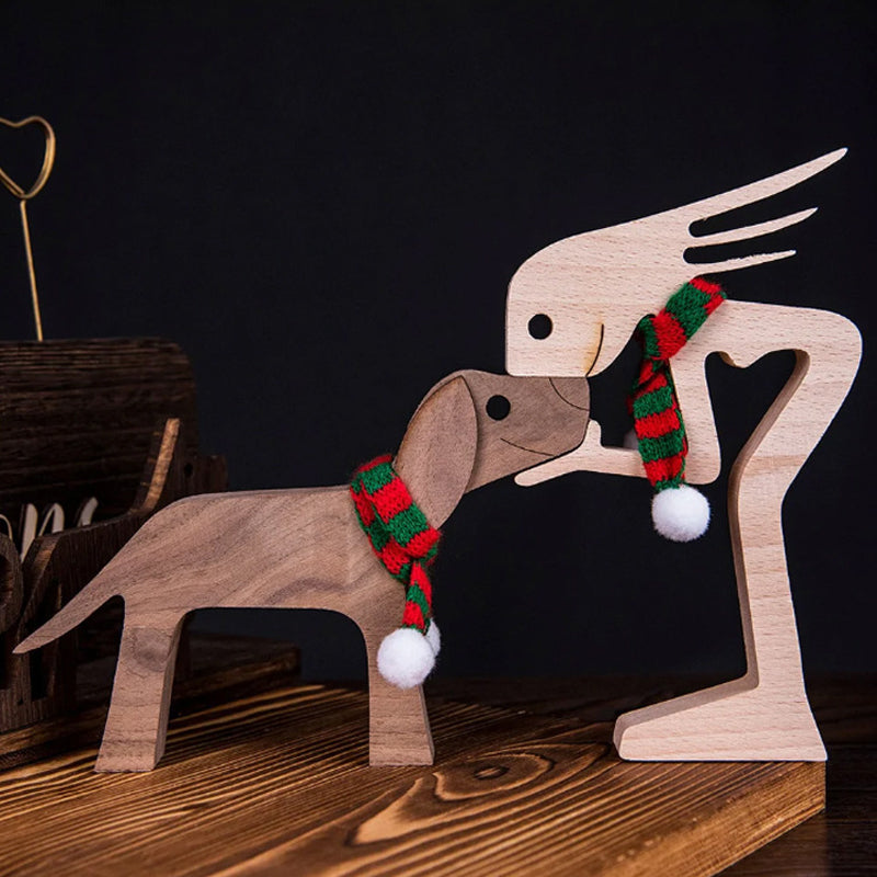 Sandsberg | Geschenk für Tierliebhaber - Holzskulptur Tischornamente - Die Liebe zwischen Ihnen und Ihrem pelzigen Freund