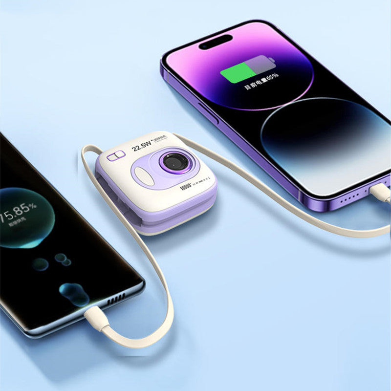 Sandsberg | Dual Fast Charge Digital Display Slim 10000mAh Tragbare Powerbank mit integrierten Kabeln