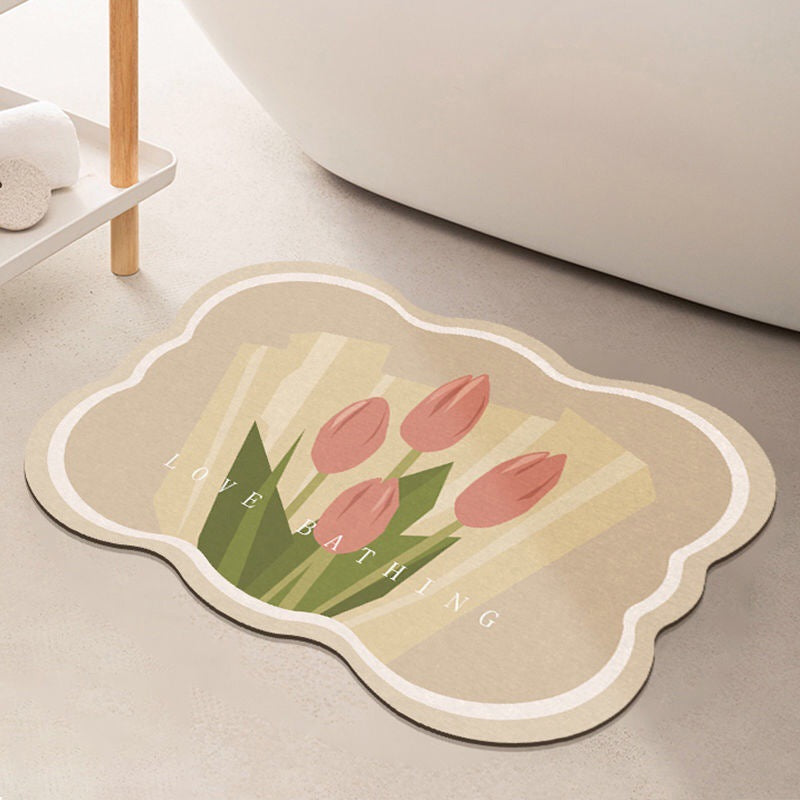 Sandsberg | Super absorbierende Blumen-rutschfeste Matte für das Badezimmer