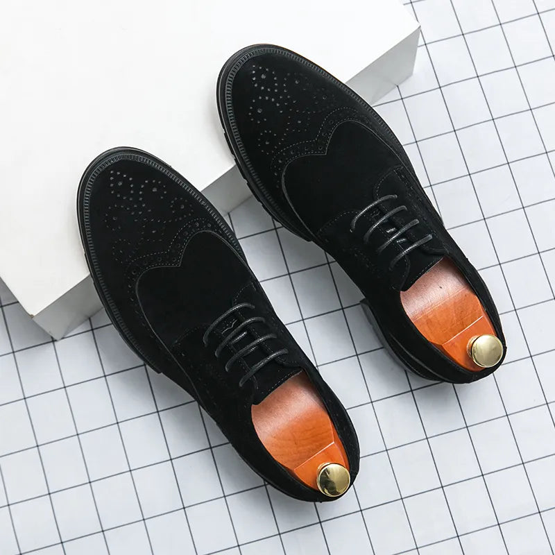 Herren Leder-Dressschuhe Mode Büro Derby-Schuhe Klassisch Freizeit Geschäft Hochzeit Luxus Designer-Schuhe Männlich Wildleder formelle Schuhe
