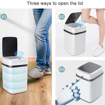 Küchenmüllbehälter 13L Badezimmer Touch-Mülleimer im Toiletten Smart Mülleimer Abfallbehälter Staubbehälter Smart Mülltonne Küche