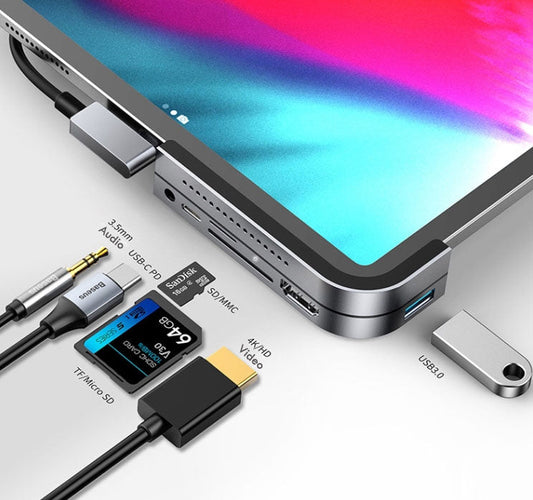 Sandsberg | 6-in-1 USB Type-C Hub mit USB3.0, SD, MicroSD, Audio, 4K/HD & USB-C PD, für iPad Pro & mehr
