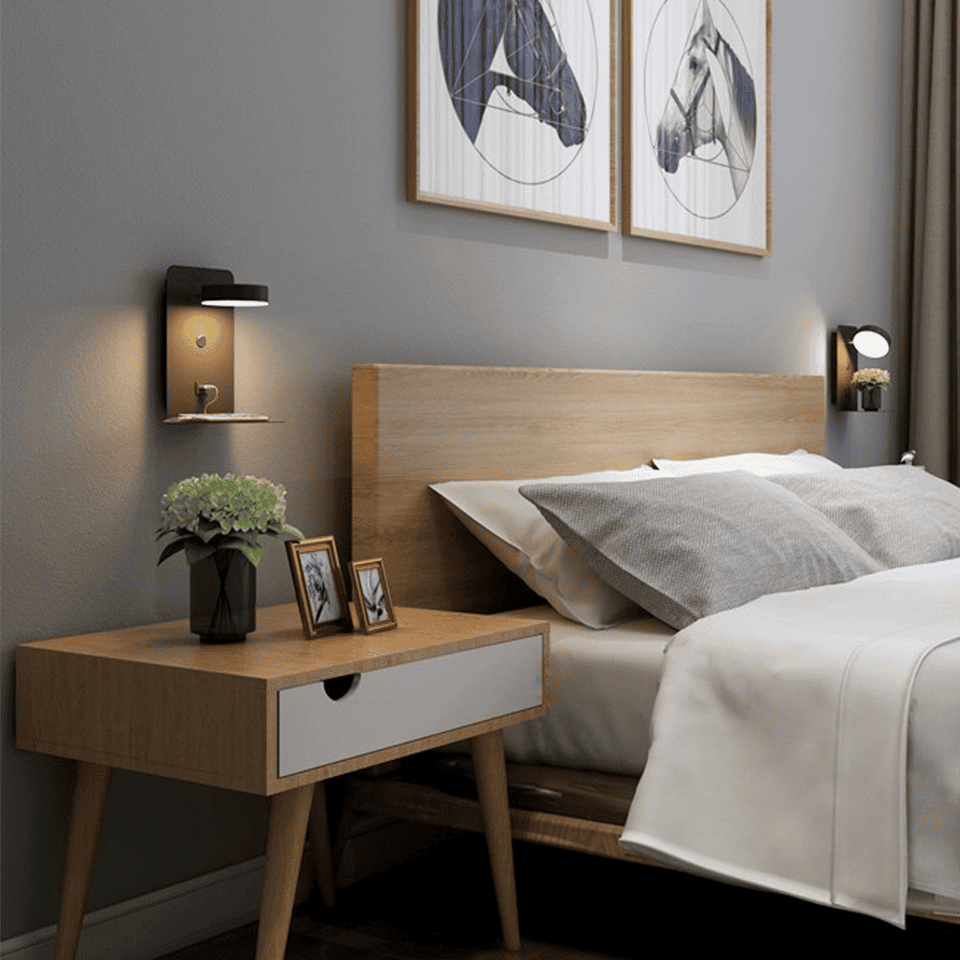 Sandsberg | LED Wandleuchte multifunktional dimmbar mit USB-Ladegerät für das Schlafzimmer