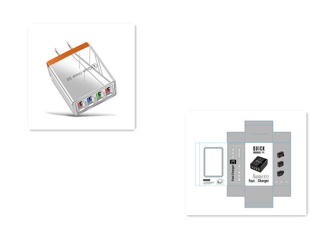 USB-Ladegerät Quick Charge 3.0 4 Telefonadapter für Tablet Tragbares mobiles Wandladegerät Schnellladegerät