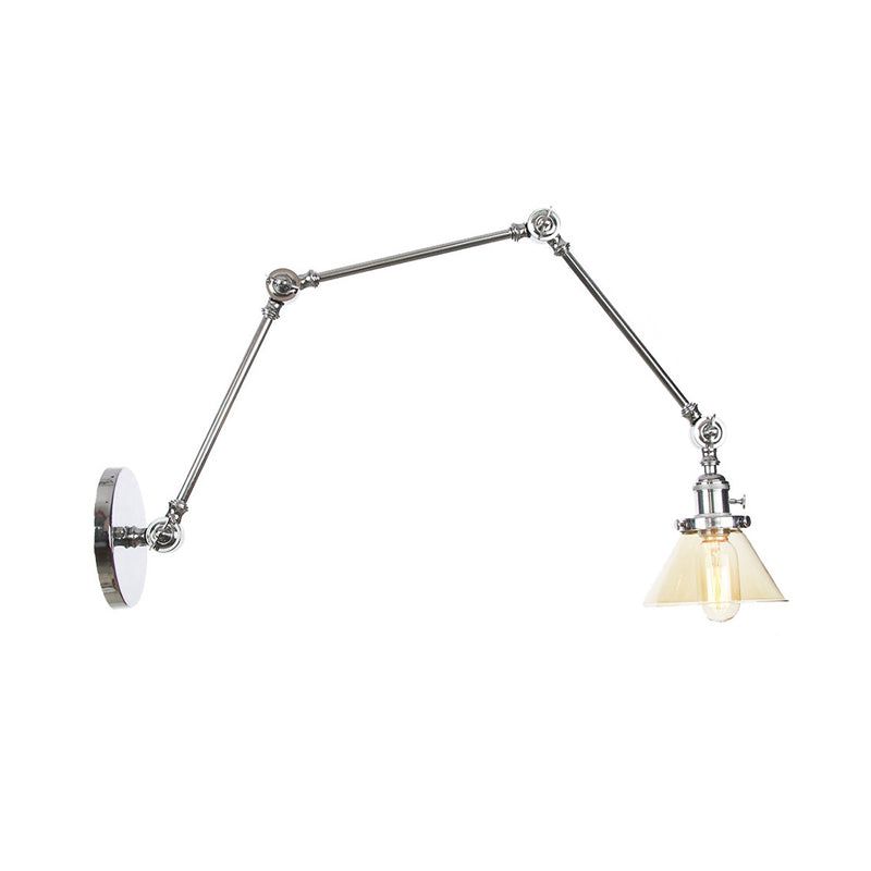 1 Licht Wandleuchte Industriell Kegelförmige Klarglas/Amberglas Wandleuchte in Schwarz/Bronze/Messing mit Verstellbarem Arm, 8“+8"/8"+8"+8" Lang