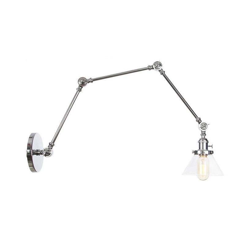 1 Licht Wandleuchte Industriell Kegelförmige Klarglas/Amberglas Wandleuchte in Schwarz/Bronze/Messing mit Verstellbarem Arm, 8“+8"/8"+8"+8" Lang