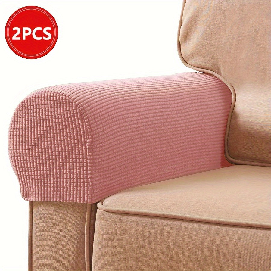 2pcs/Set Stretch Armlehnenbezüge – Spandex-Armbezüge für Stühle, Couch und Sofa – Elastische Karomuster-Sesselbezüge für Wohnzimmer Wohnkultur