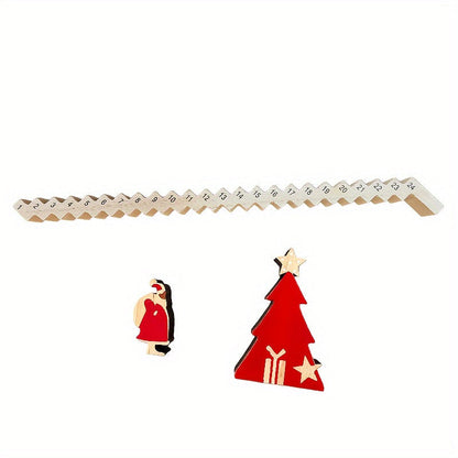 Sandsberg | Santa Adventskalender – 24-tägiger Holz-Weihnachtscountdown mit englischem Text, Tischdeko für Feiern, Zuhause und festliche Displays