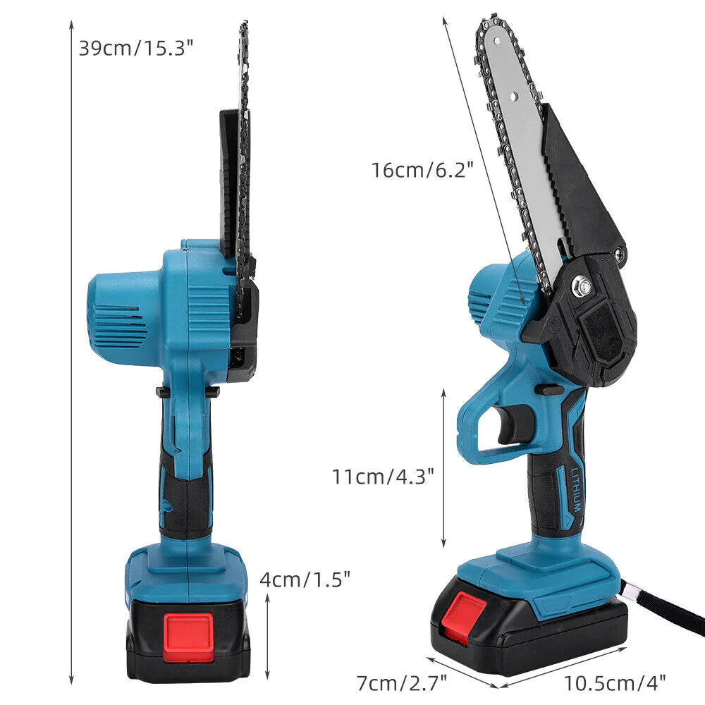 4"/6" kabellose Holzschneider-Kettensäge mit 2x Power-Batterien