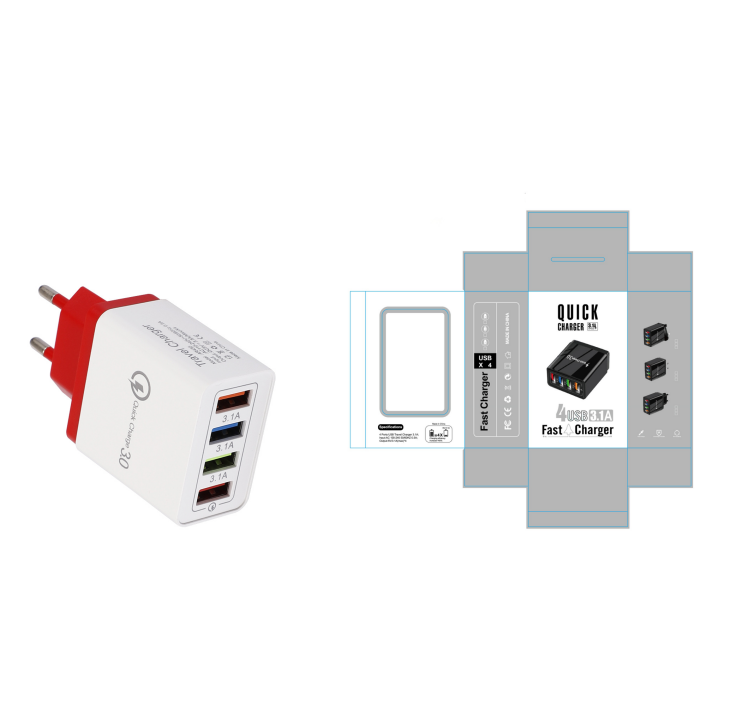 USB-Ladegerät Quick Charge 3.0 4 Telefonadapter für Tablet Tragbares mobiles Wandladegerät Schnellladegerät