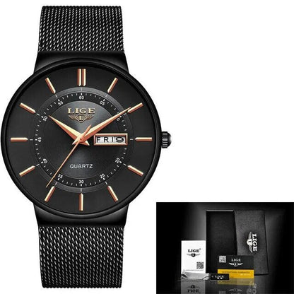 Sandsberg | Luxus Herren Ultra-Dünne Wasserdichte Edelstahl Quarz Uhr – Elegante Datumsanzeige Sport Armbanduhr