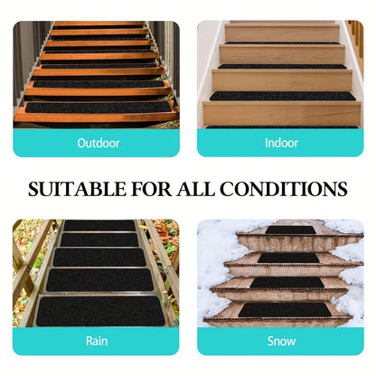Sandsberg | 10-Pack 6"x24" Anti-Rutsch-Streifen – Robuste Rutschfestigkeit mit 80 Körnungen – Schwarze zuschneidbare Streifen für Treppen, Skateboards und Decksicherheit