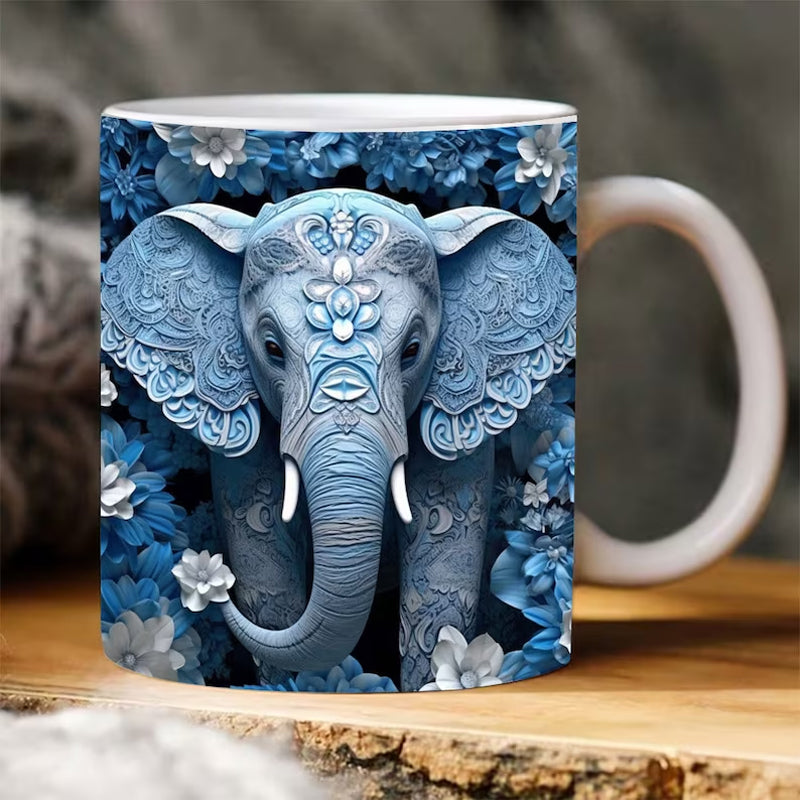 3D Elefanten Blumen Becher