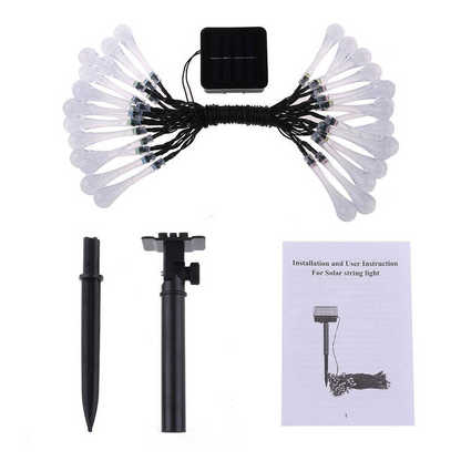 Sandsberg | Solar LED Lichterkette – Bunte Tropfenlichter für Garten, Terrasse und Dekoration