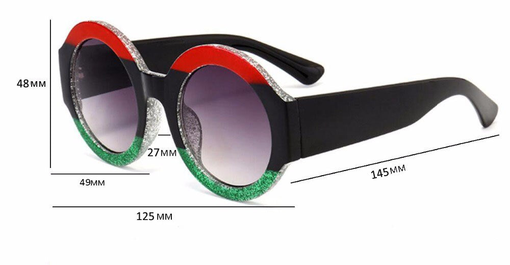 Designer Rote Grüne Schwarze Kreis Sonnenbrille