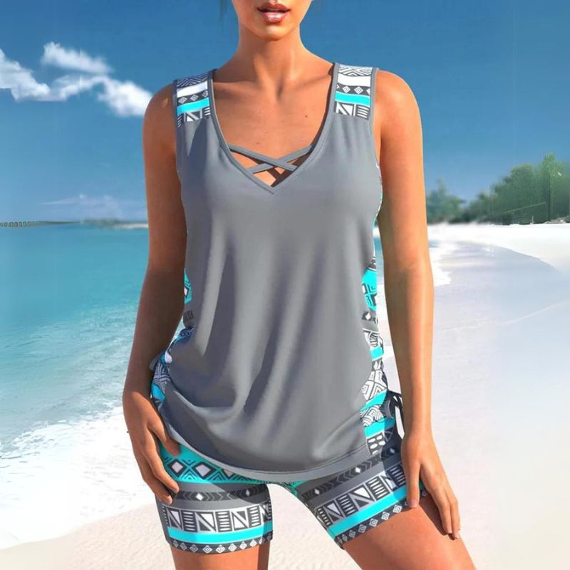 Moa | Tankini mit Print und V-Ausschnitt | Bademode Damen | Badeanzug Damen