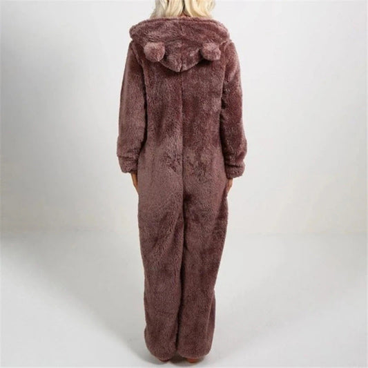 Plüsch-Fleece-Strampler, einteiliger Pyjama für Damen