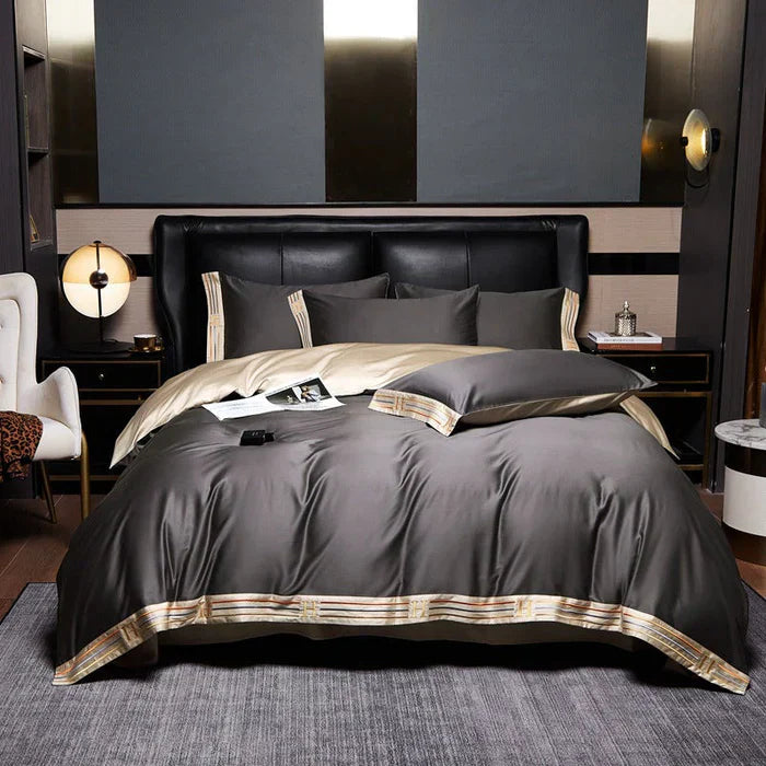 Sandsberg | Satin Katoen Geborduurde Bedding Set - Luxora