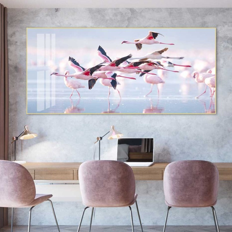 Schöner Flamingo im See - Leinwand Wandkunst Gemälde