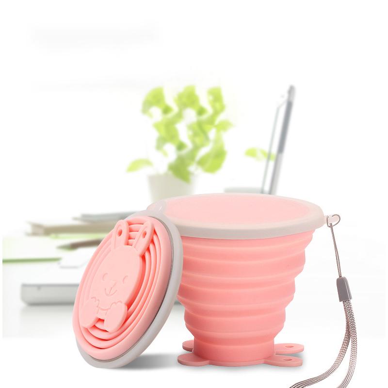 Silicone faltbare Wasserbecher mit Deckeln