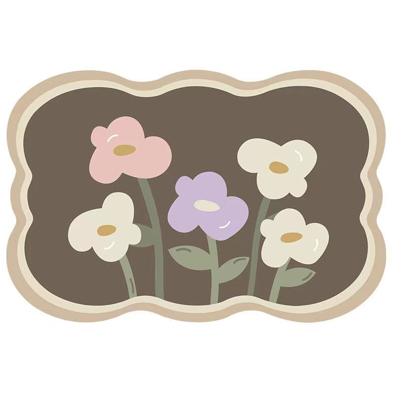 Sandsberg | Super absorbierende Blumen-rutschfeste Matte für das Badezimmer