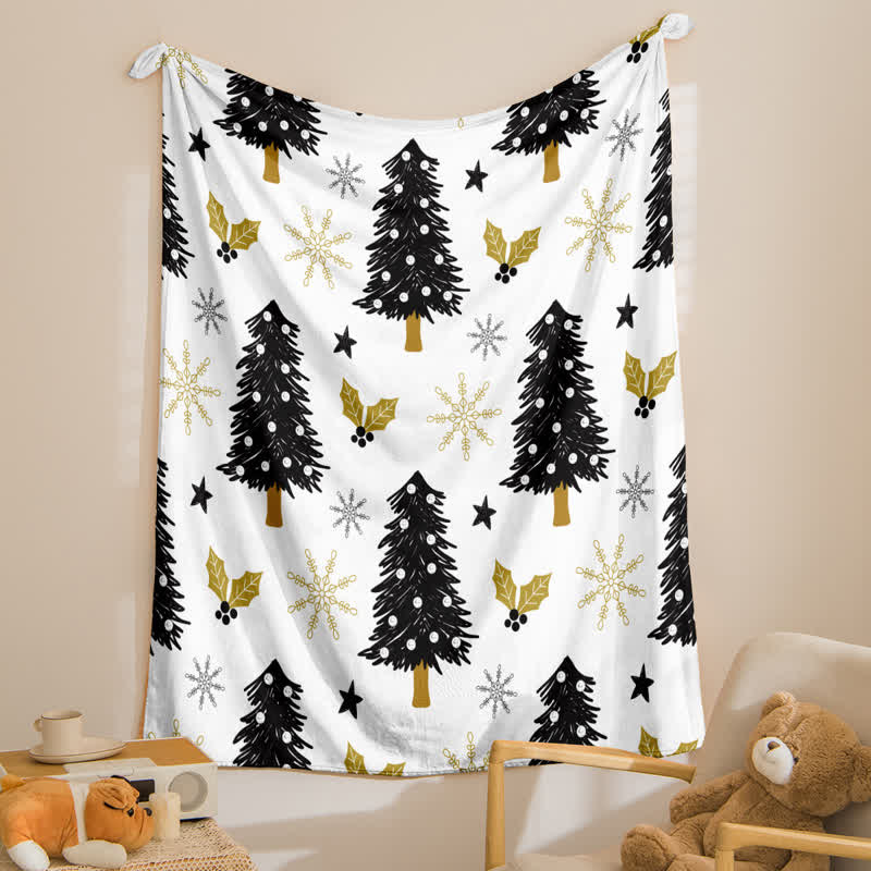 Leichte Flanelldecke mit Weihnachtsbaum und Schneeflocke