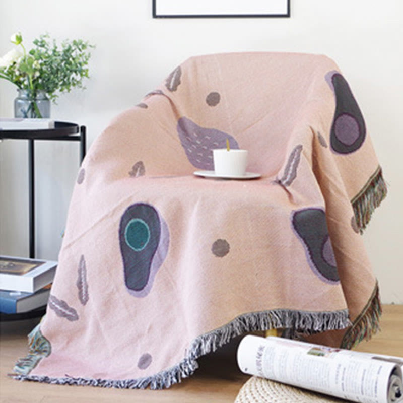 Decke mit Avocado-Print und Quaste