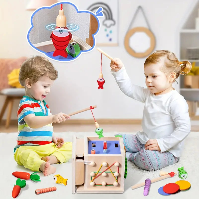 8-in-1 Holz Montessori Spielbox – Pädagogisches Spielzeug für Babys