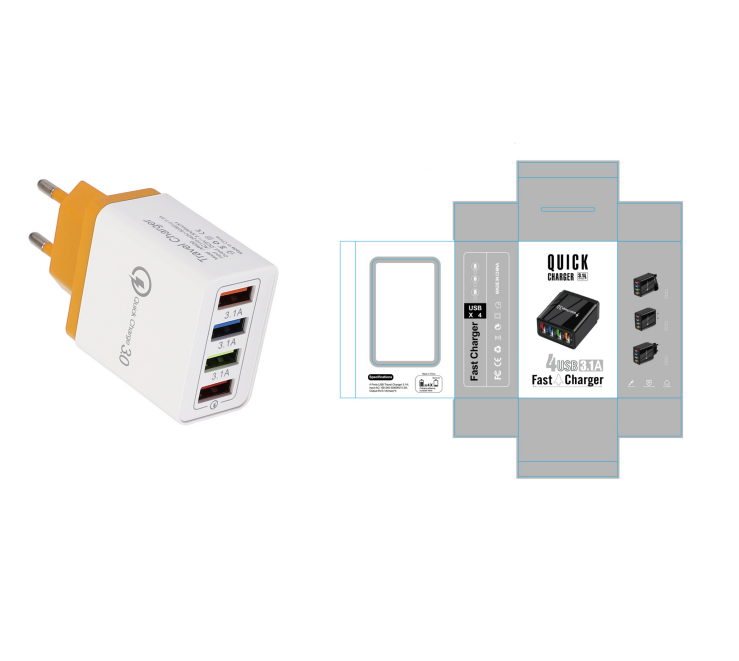 USB-Ladegerät Quick Charge 3.0 4 Telefonadapter für Tablet Tragbares mobiles Wandladegerät Schnellladegerät