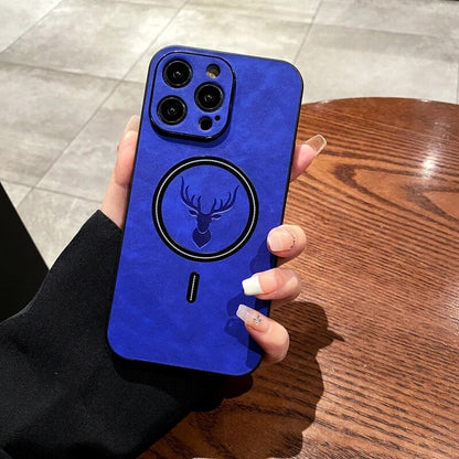 Luxus Hirschleder Apple iPhone Hülle | Magnetische Handyhülle, Kabellose Case, MagSafe, Wireless-Laden, Schutzhülle, Cover iPhone 15, 14, 13 Pro Max Plus