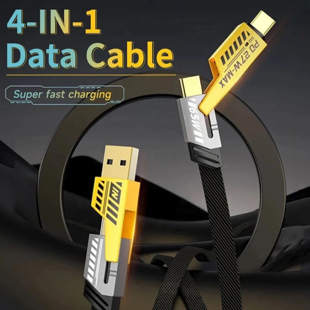 Umwandelbares Fast Charging Kabel, 4-in-1 Multifunktions-USB-Datenkabel, USB C auf Lightning Kabel