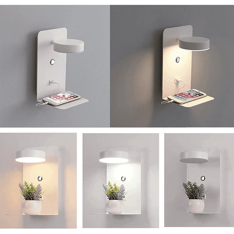 Sandsberg | LED Wandleuchte multifunktional dimmbar mit USB-Ladegerät für das Schlafzimmer