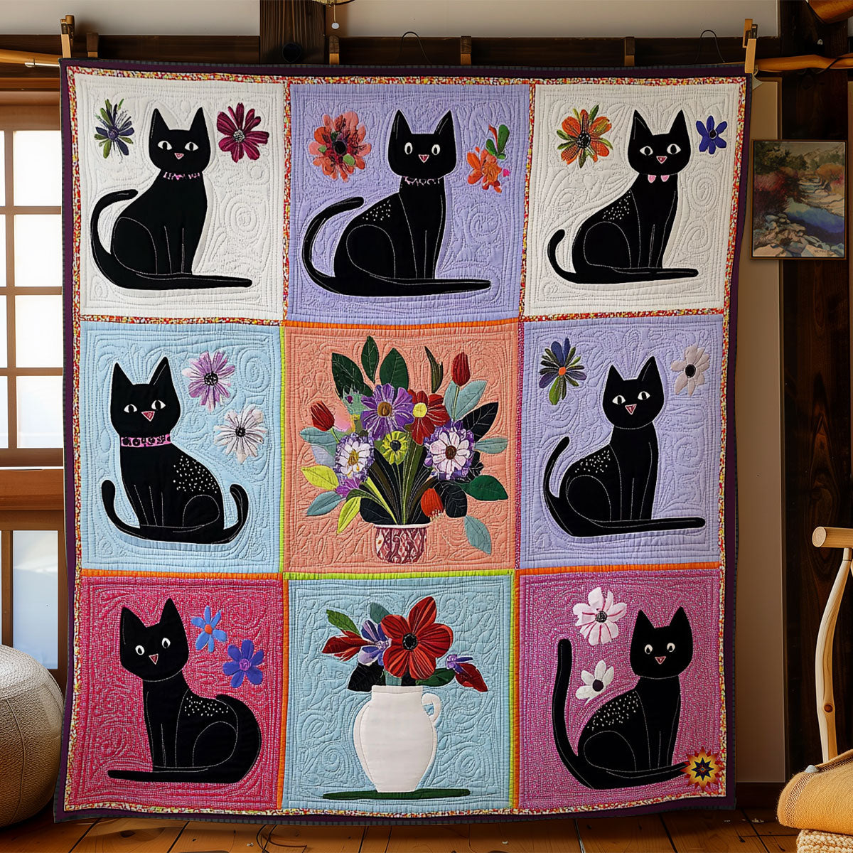 Blumenvasen Schwarze Katze Decke