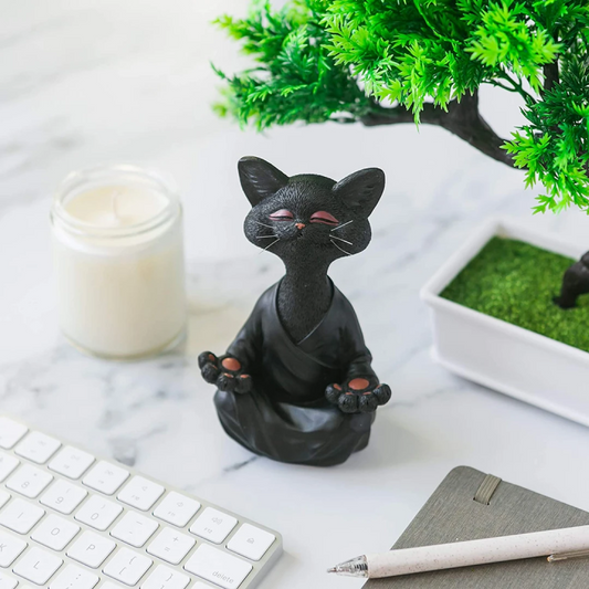 Buddha-Katzen-Statue | Setzen Sie sich alleine hin und meditieren Sie, während Sie zusammen mit der Statue Ihrer Katze sitzen