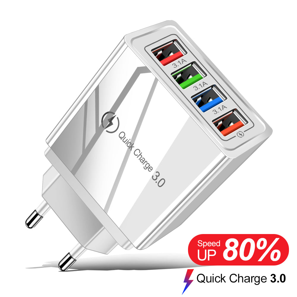 USB-Ladegerät Quick Charge 3.0 4 Telefonadapter für Tablet Tragbares mobiles Wandladegerät Schnellladegerät