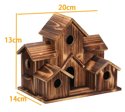 Handgefertigtes Holzvogelhaus mit 6 Löchern