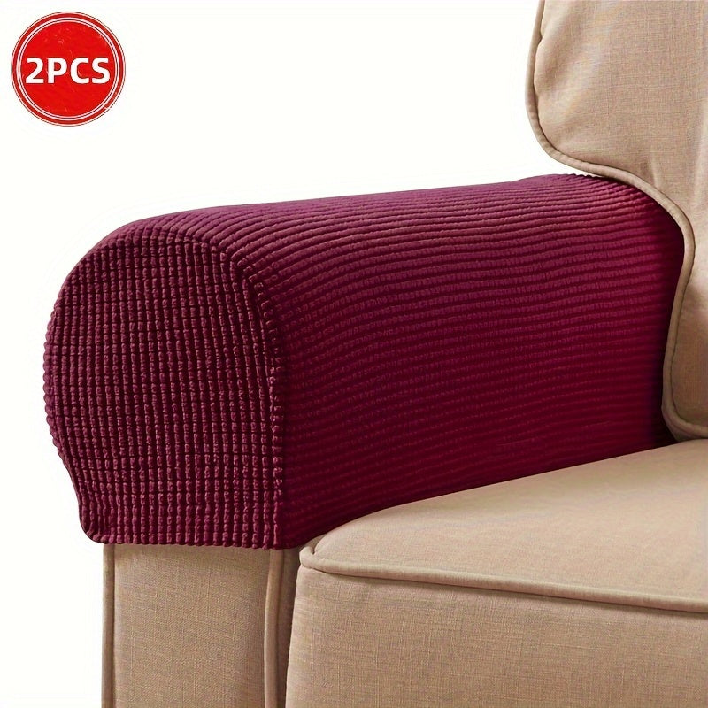 2pcs/Set Stretch Armlehnenbezüge – Spandex-Armbezüge für Stühle, Couch und Sofa – Elastische Karomuster-Sesselbezüge für Wohnzimmer Wohnkultur