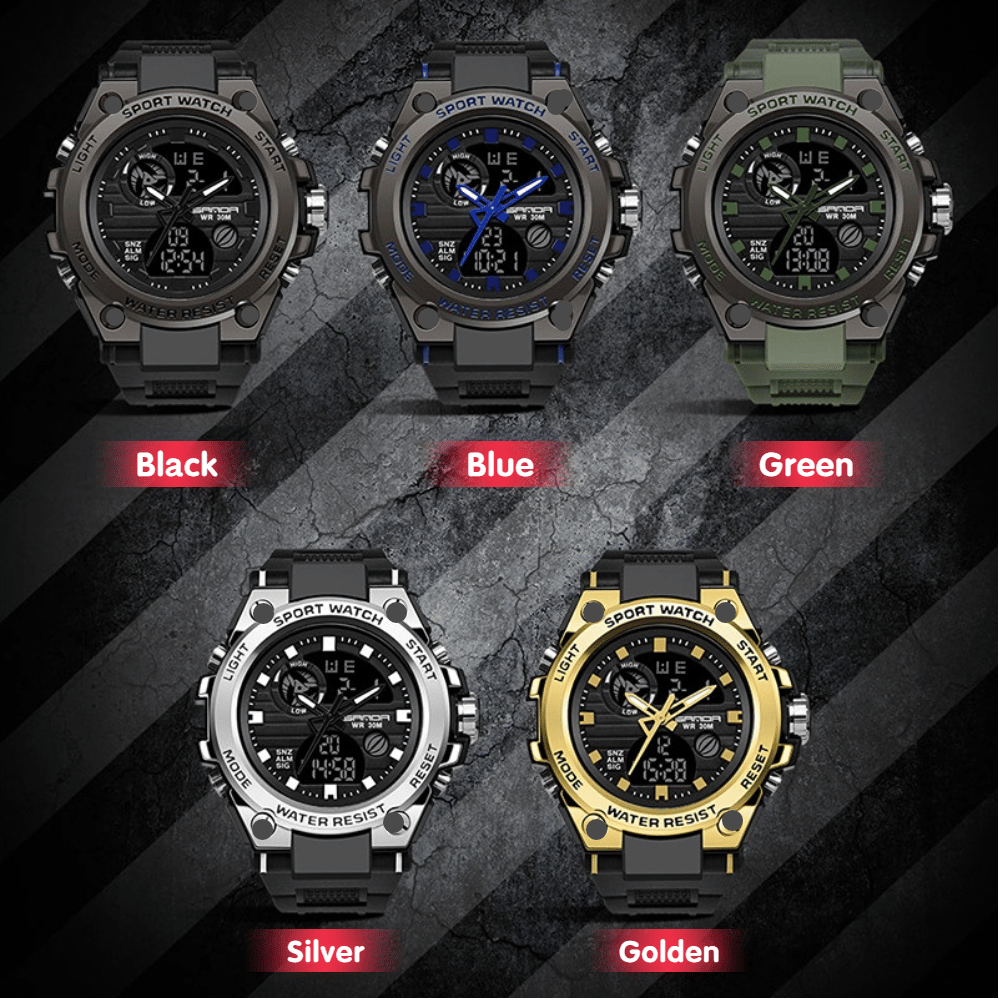 ⌚Sportliche Dual-Display Mode Multifunktionale wasserdichte leuchtende Herrenarmbanduhr