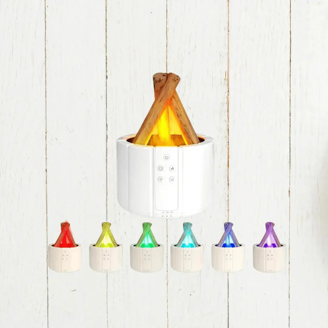 Sandsberg | Flammen-Luftbefeuchter mit LED – Ultraschall-Diffuser & Aromatherapie mit Kaminfeuer-Effekt
