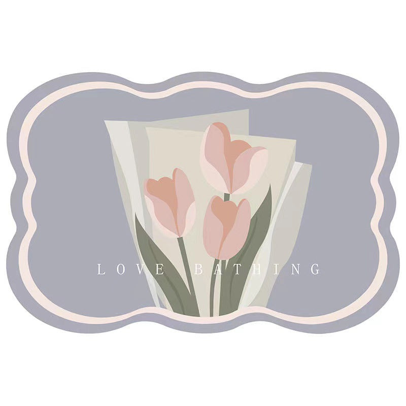 Sandsberg | Super absorbierende Blumen-rutschfeste Matte für das Badezimmer