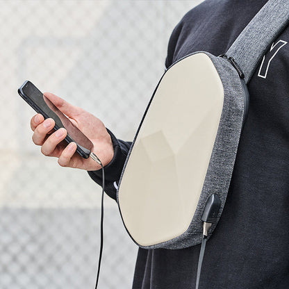 Sandsberg | Diebstahlschutz, Wasserdicht, Antikollisions-Brusttasche, mit geometrischer 3D-Schale, seitlichem USB-Anschluss, hochwertigem Schutz, mehrlagiger Partition-Speicher, für Reisen, Ausflüge, Einkaufen und mehr