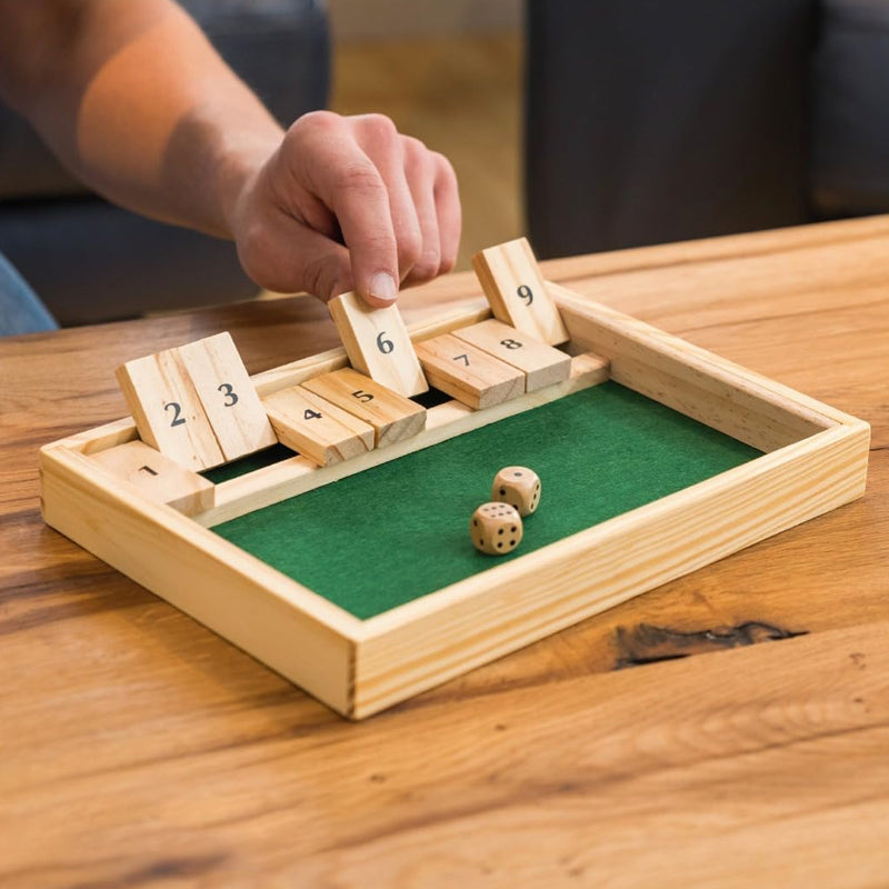 Shut The Box Spiel - Spaß Tisch Mathematikspiel für Erwachsene & Kinder