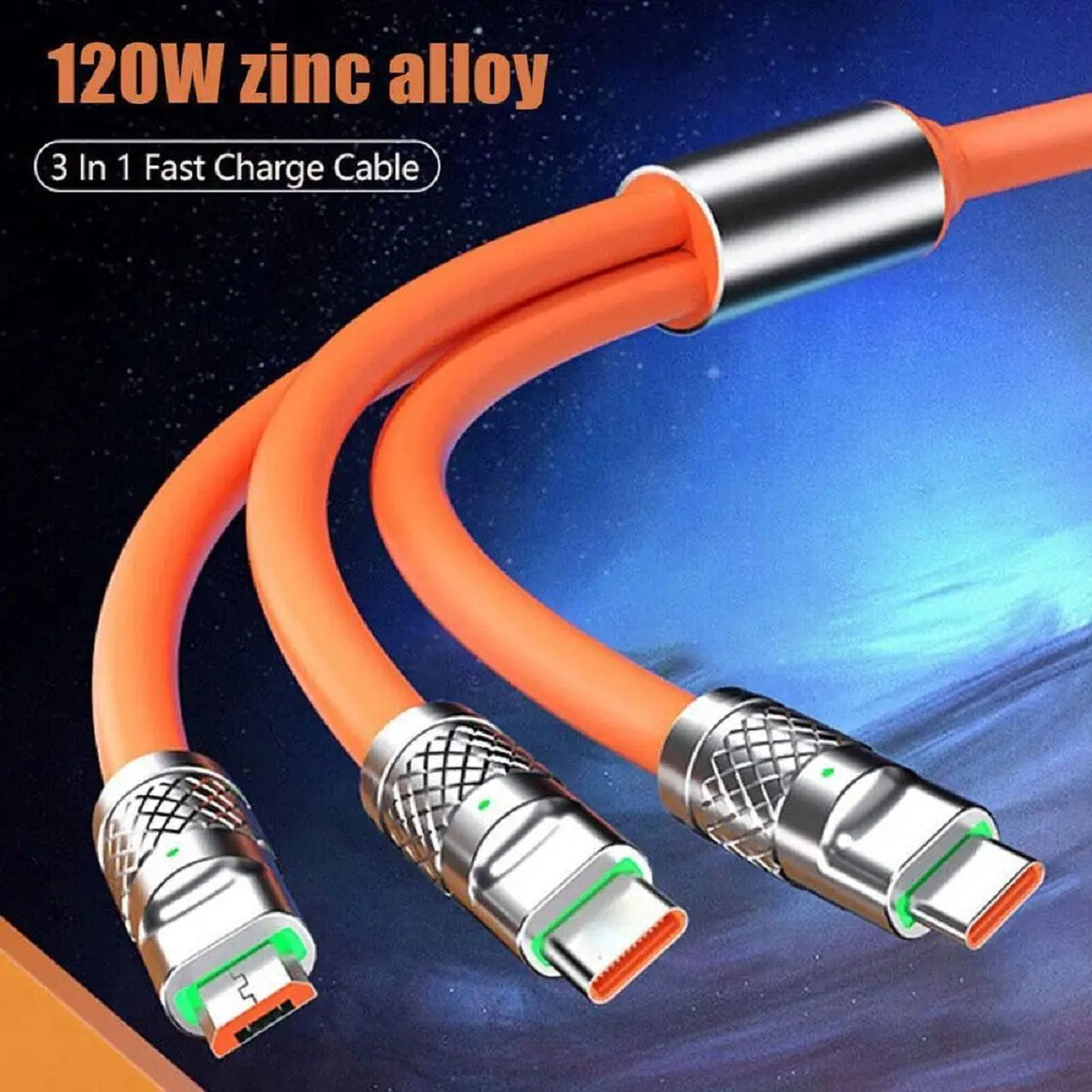 3-in-1-Schnellladekabel für iPhone USB Typ C