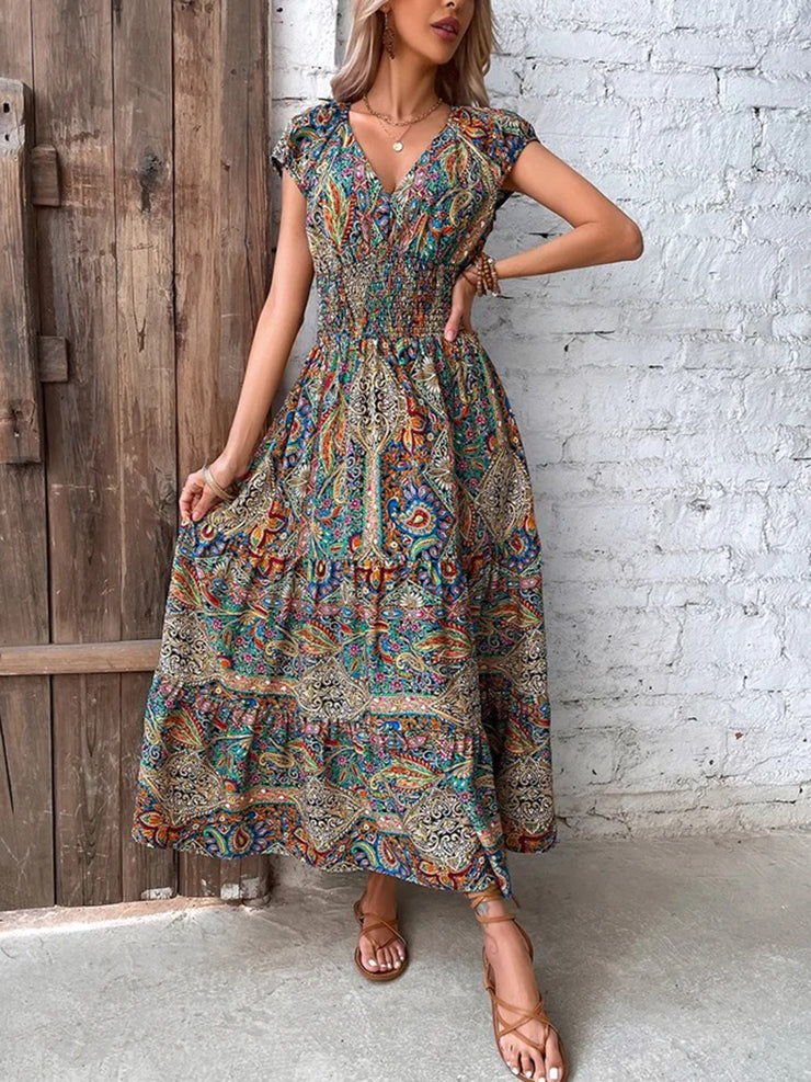 Sommerliches Maxikleid mit V-Ausschnitt