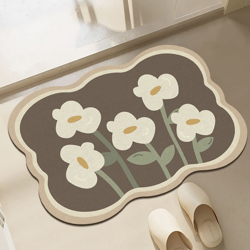 Sandsberg | Super absorbierende Blumen-rutschfeste Matte für das Badezimmer