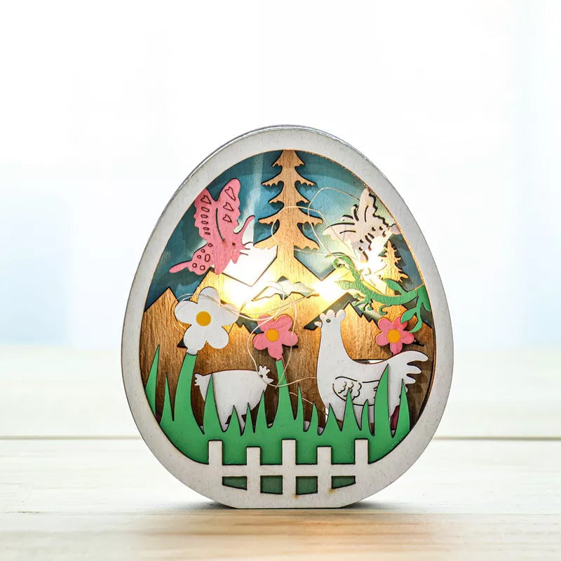 Sandsberg | Oster Holzornamente mit LED Licht Hase Tisch Osterdekorationen